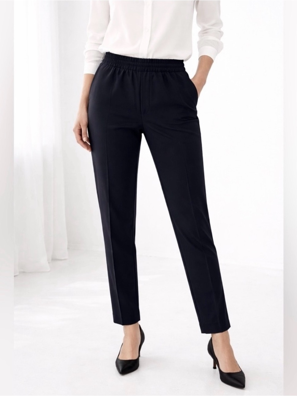 Theory sz 2 Womens Tapered Knit Tech Pants Black
